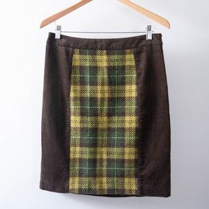 Maeve {Anthropologie} Corduroy & Plaid Swathe Pencil Skirt
